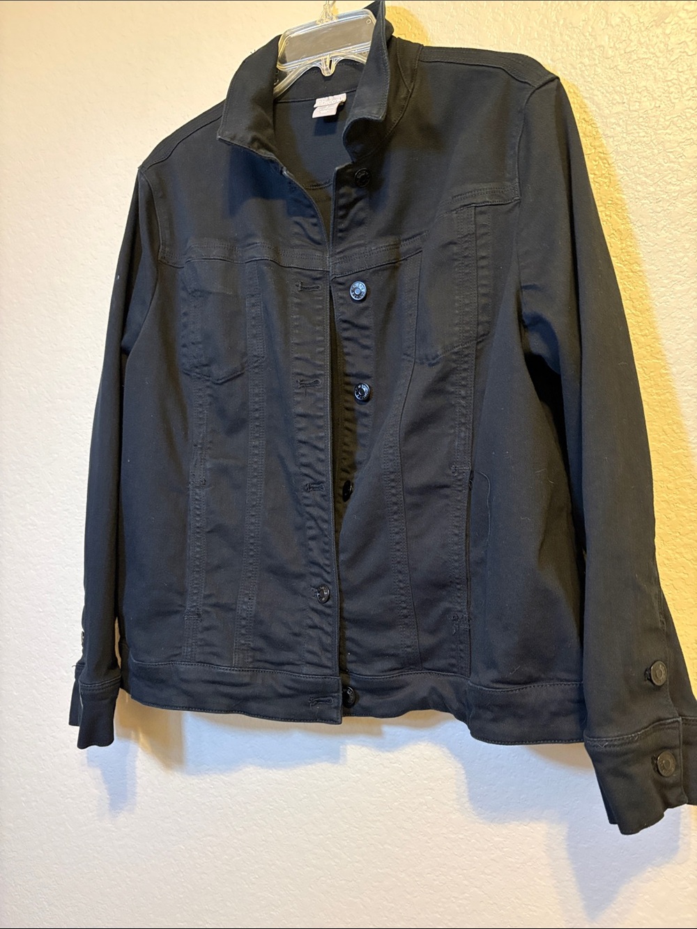 Chico's Black Button-Front Jean Jacket